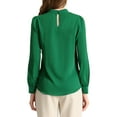 thumbnail image 4 of INSPIRE CHIC Women's Stand Collar Pleated Button Keyhole Button Blouse S Green-1, 4 of 8