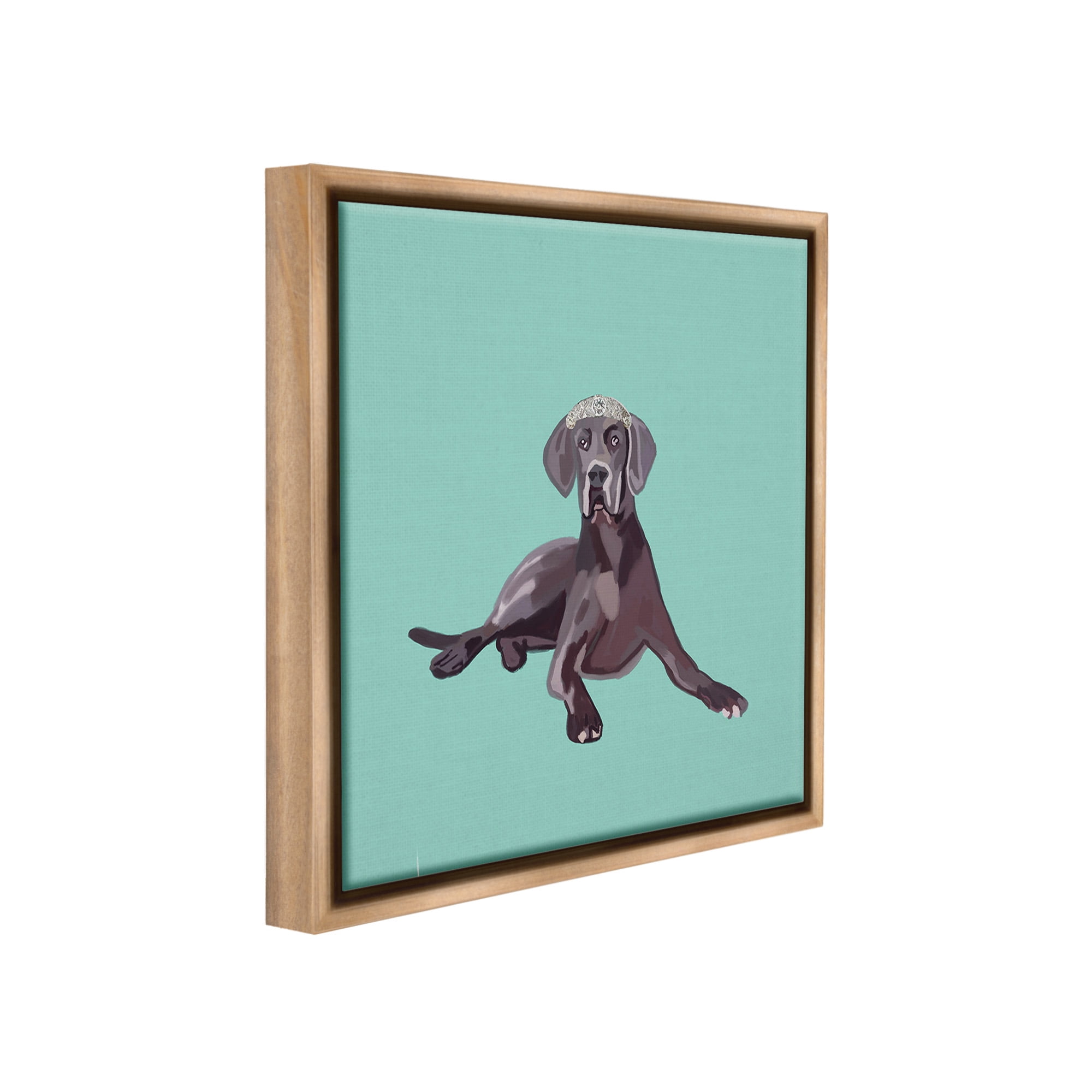 Stupell Industries Labrador Dog & Crown Animals & Insects Painting Brown Floater Framed Canvas Art Print Wall Art, 18 x 18