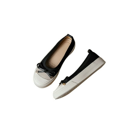 

UKAP Ladies Casual Shoes Mesh Flats Slip On Loafers Non-Slip Pumps Womens Bowknot Breathable Black Bow 7
