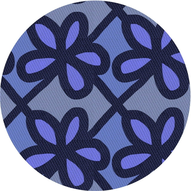 Ahgly Company Machine Washable Indoor Square Transitional Midnight Blue Area Rugs, 3' Square