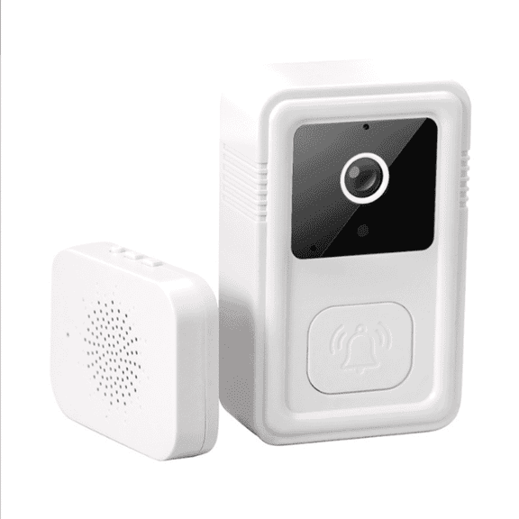 DUANJY Smart Video Doorbell, Smart Doorbell Set with Battery Push Button & Receiver for Two-Way Talk & Voice Change, Cloud Storage Family Sharing Door Chime with 38 melodies, White
