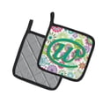 thumbnail image 2 of Letter W Flowers Pink Teal Green Initial Pair of Pot Holders, 2 of 2