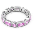 thumbnail image 3 of 5.00 Carat Unique Emerald Cut Pink Sapphire Gemstone Wedding Eternity Band for her 18K White Gold Size 6.5 by Diamond-Capitals, 3 of 7
