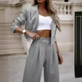 thumbnail image 4 of GILIGEGE Two Piece Sets for Women Women's Collar Striped Suit Set Short Suit Top Loose Casual Pants Set Grey Xxl, 4 of 6