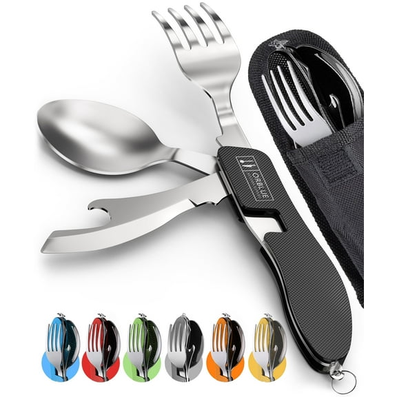 Orblue Portable Stainless Steel 4-in-1 Camping Utensils Multitools 2 Pack