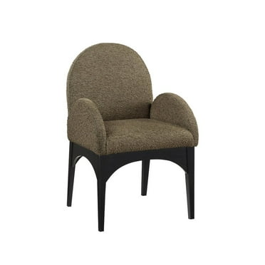 Meridian Furniture Waldorf Olive Boucle Fabric Dining Arm Chair