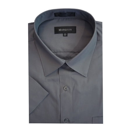 marquis men's regular fit short sleeve solid button down collar dress