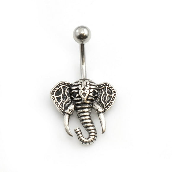 Belly Button Ring with Elephant Design 14G Surgical Steel