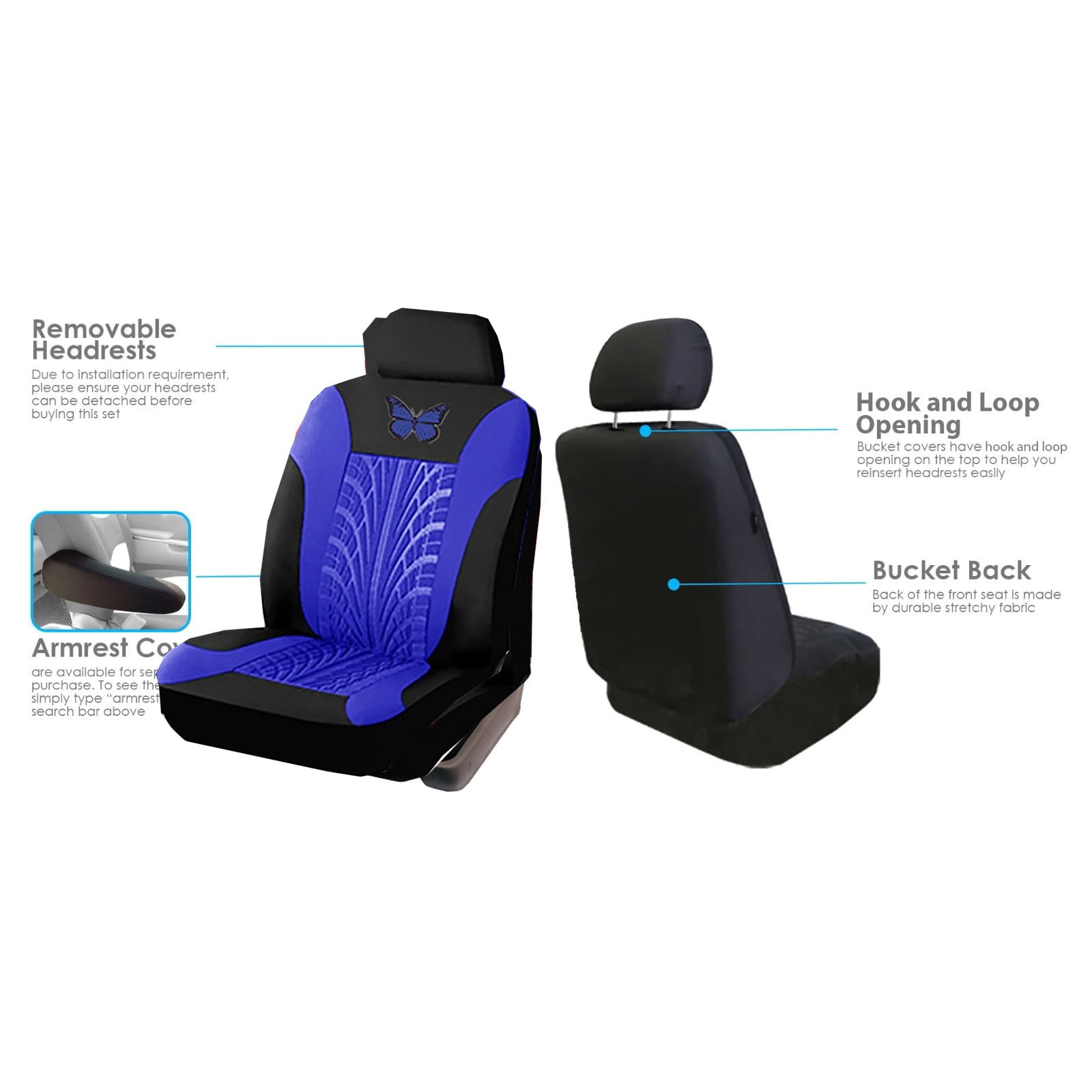 Universal Waterproof Car Seat Covers 9 Piece Set Fashion Embroidery Auto Protector Interior Accessories (5 Seat Covers + 4 Headrests)