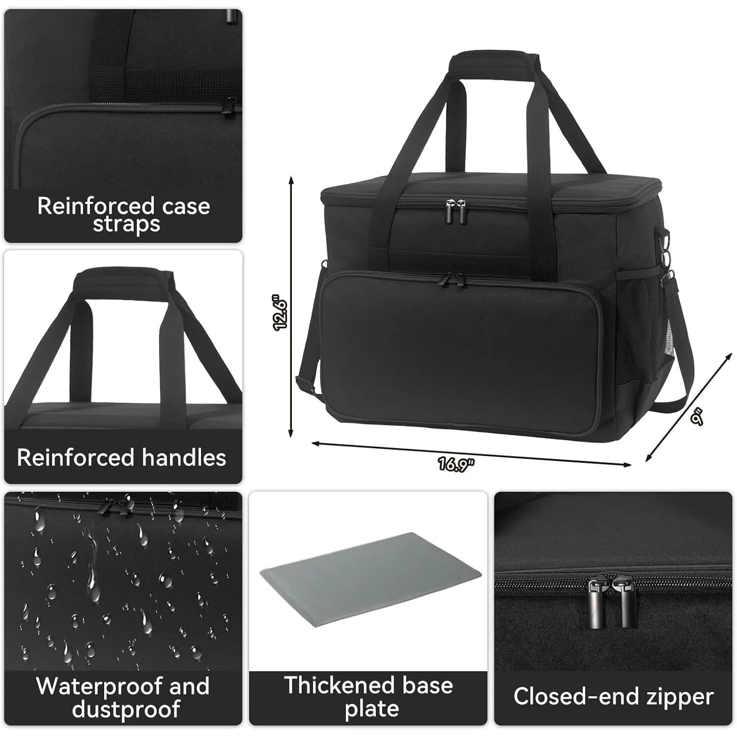 Rolling Sewing Machine Case with Wheels & Fixing Rope - Fits Most Machines
