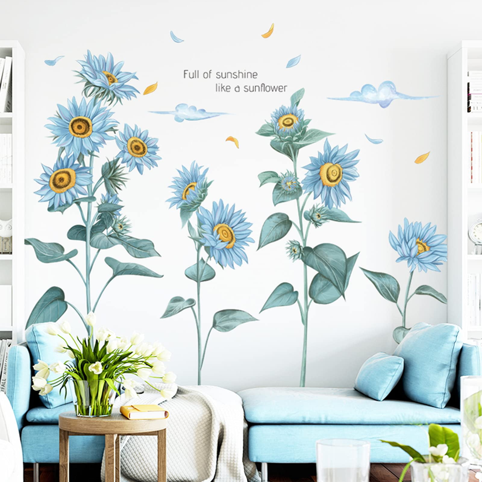 Sunflower Wall Stickers 3D Yellow Flower Wall Decals, Peel and Stick Removable Wall Art Decor