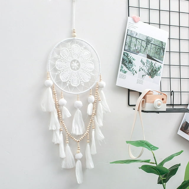 Atrapasueños EOTVIA con borla blanca decoración de dormitorio estilo indio bohemio