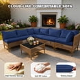 thumbnail image 3 of 7-Piece Outdoor Furniture Set Oversized Patio Conversation Set with Thick Cushions and Tempered Glass Coffee Table for Garden, Deck, Poolside, Backyard-Blue Cushions, 3 of 6