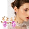 thumbnail image 3 of Herrnalise Zircon Stud Earrings for Women Christmas Antler Deer Earrings Boho Ear Stud Earring Cute Earring Jewelry Gift Christmas Decorations, 3 of 7