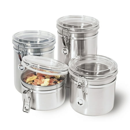 Oggi Stainless Steel Canister Set with Clear Lid (4 Pieces)