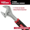 thumbnail image 3 of Hyper Tough 10-inch Adjustable Wrench with Ergonomic Soft Grip, Red 5184V, 3 of 12