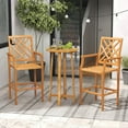 thumbnail image 2 of Costway 1 PCS Patio Teak Wood Bar Stool with Ergonomic Backrest Armrests & Footrest Outdoor, 2 of 8
