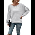 thumbnail image 2 of Blusas de Larga Suaves para Mujer, Cuello Redondo, Estilo Jersey, Informales, de Punto, con de Murciélago, Grandes, 2025 Gris M, 2 of 9