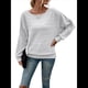 thumbnail image 2 of Blusas de Larga Suaves para Mujer, Cuello Redondo, Estilo Jersey, Informales, de Punto, con de Murciélago, Grandes, 2025 Gris XL, 2 of 9