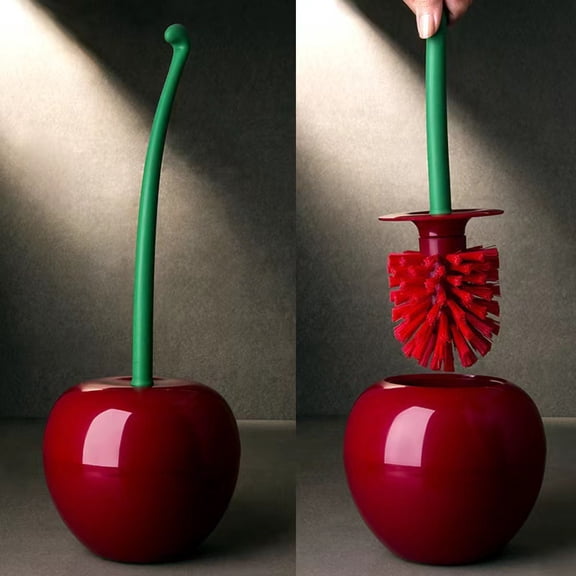 Cherry Toilet Brush, Long Handle Soft Bristles, Home Cleaning Brush