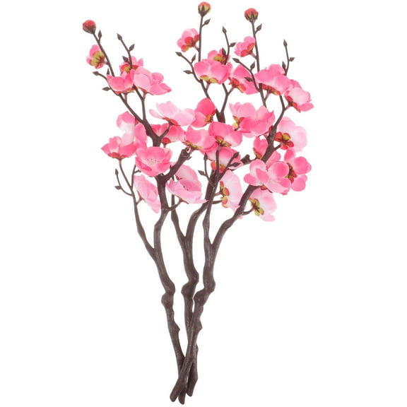 3 Pcs Cherry Blossoms Plant Wintersweet Fake Flowers Plum Bouquet Pink Branches