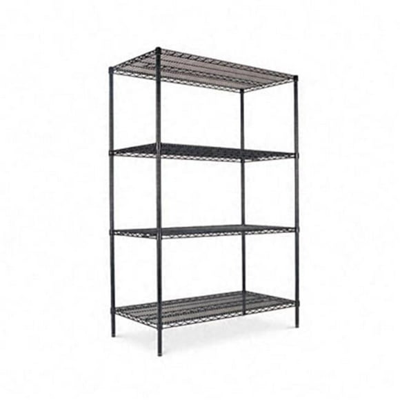 Trousse de Départ d'Étagères Industrielles en Fil Métallique 4 Tablettes 48l x 24p x 72h Noir