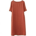thumbnail image 5 of Plus Size Dresses Sevevn Women's Solid Color Fashion Plus Size Vintage Skirt Cotton And Linen Dress, 5 of 9