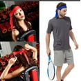 thumbnail image 5 of Pañuelo para la cabeza con banda, diadema deportiva atlética que absorbe la humedad, color rojo, 5 of 5