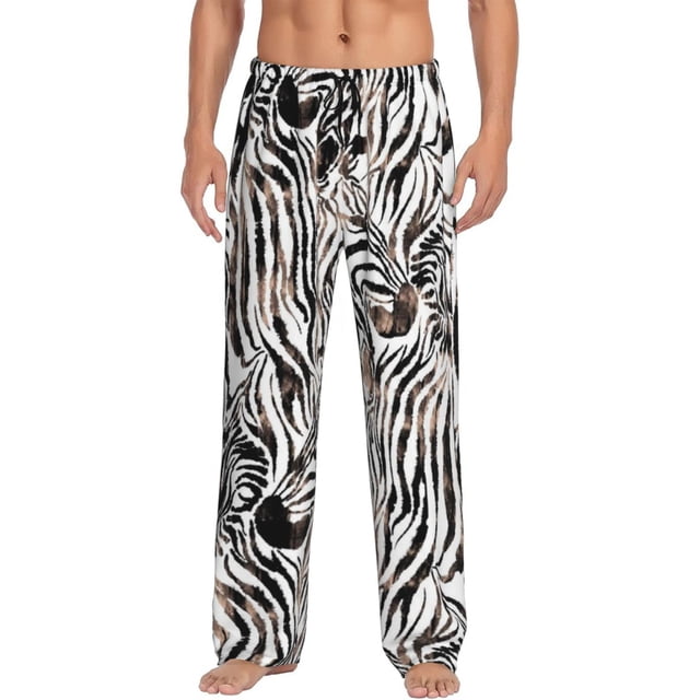 Balery Leopard And Zebra print Men's Pajama Pants,Ultra Lightweight Pjs,Lounge Pant-3X-Large