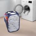 thumbnail image 3 of Deluxe Mesh Pop Up Square Laundry Hamper w/ Side Pocket & Handles - VentilAir Fabric Collapsible Design - for Clothes & Laundry - Home - (Holds 2 Loads) (14 x 23 Inch) [Blue], 3 of 6
