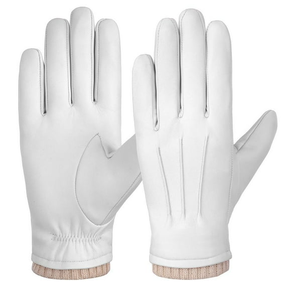 Sheepskin Leather Gloves for Men, Winter Warm Fleece Lined Gloves