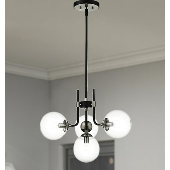 Warehouse of Tiffany Teresa Black Brushed Nickel 4-Light Globe Glass Shade Metal Chandelier