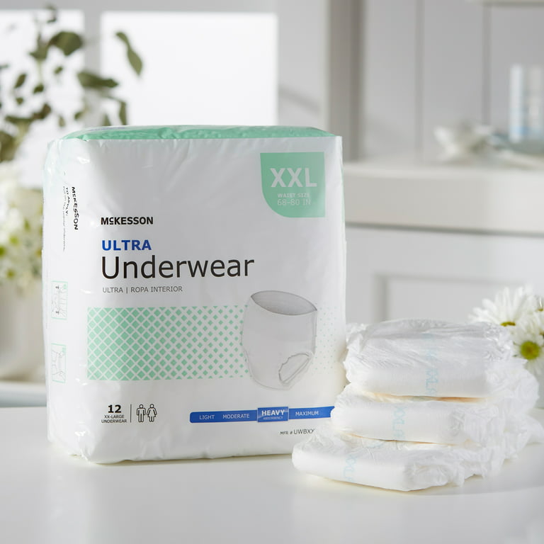 McKesson Ultra Incontinence Underwear for Men or Women - Heavy Absorbency,  XXL, 12 Ct