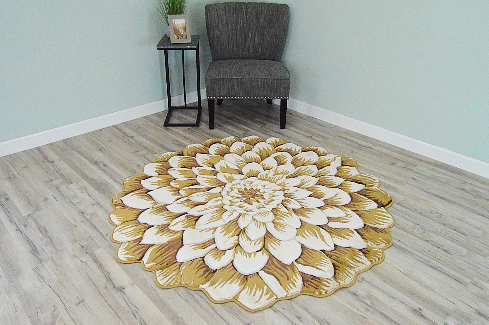FLOWERS 3D Effect Hand Carved Thick Artistic Floral Flower Rose Botanical Shape Area Rug Design