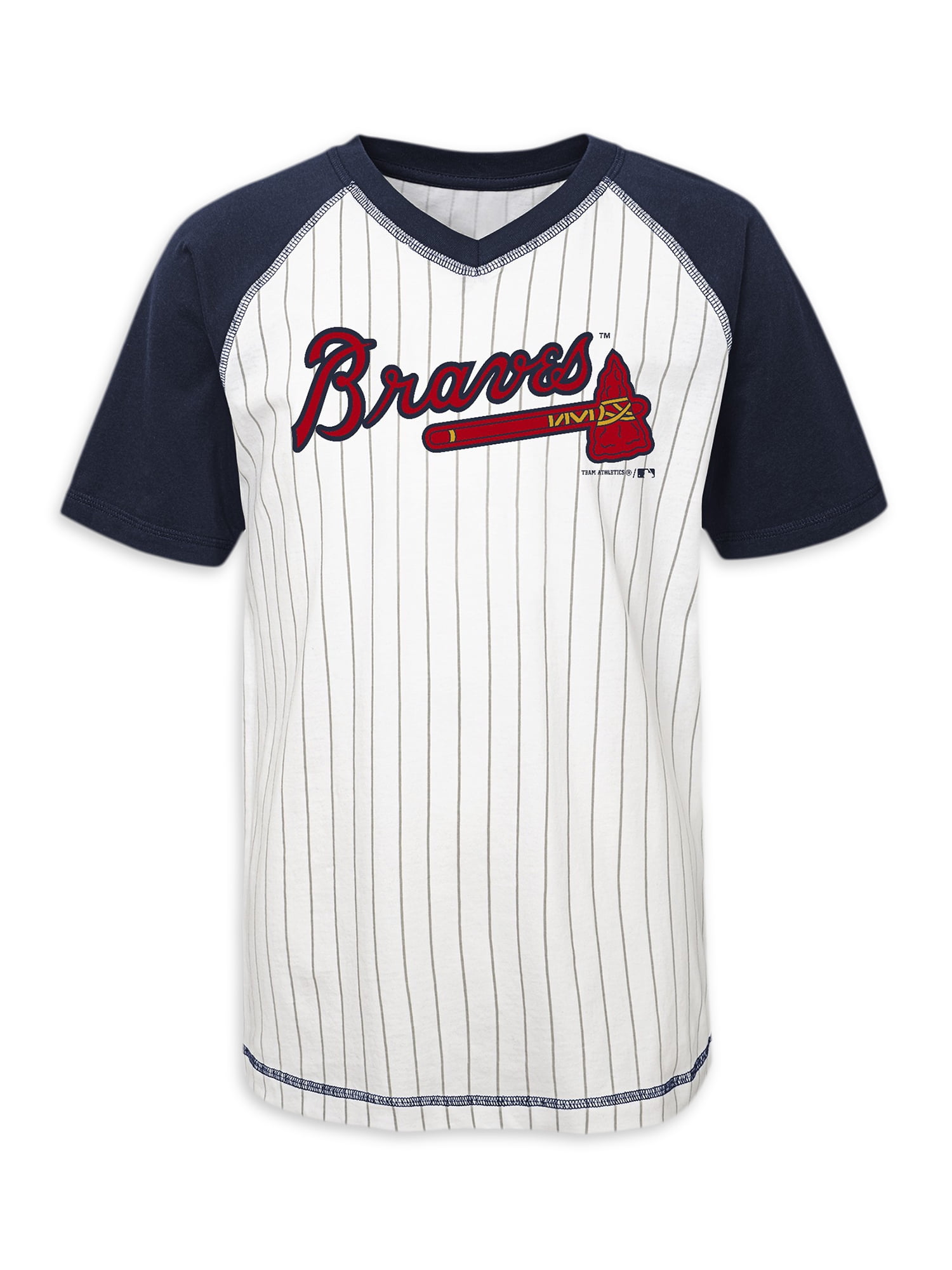 Atlanta Braves Boys 418 Pinstripe Raglin