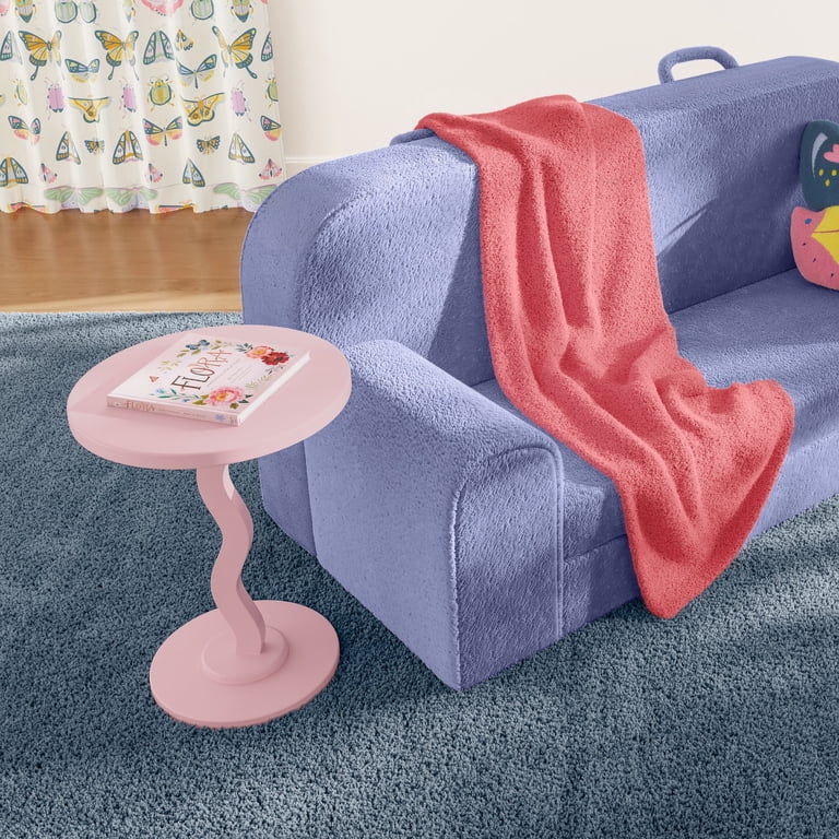 Mainstays Kids Wood Wavy Nightstand Side Table, Blushing Rose