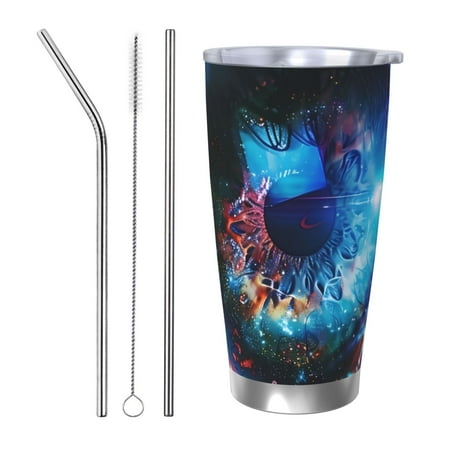 

Qekee Modern Colorful Eyes Print 20OZ Car Cup Stainless Steel Vacuum Insulated Tumbler Tumbler Cup With Lid And Straw Travel Coffee Mug-Straw Three-piece Set