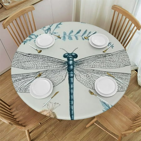 

Sheronv Dragonflies Flowers Plants Round Table Cover Stain Resistant Washable Indoor Outdoor Tablecloth Kitchen Dining Wedding Parties Polyester Picnic Dining Kitchen Farmhouse Table Cloth 42 -46