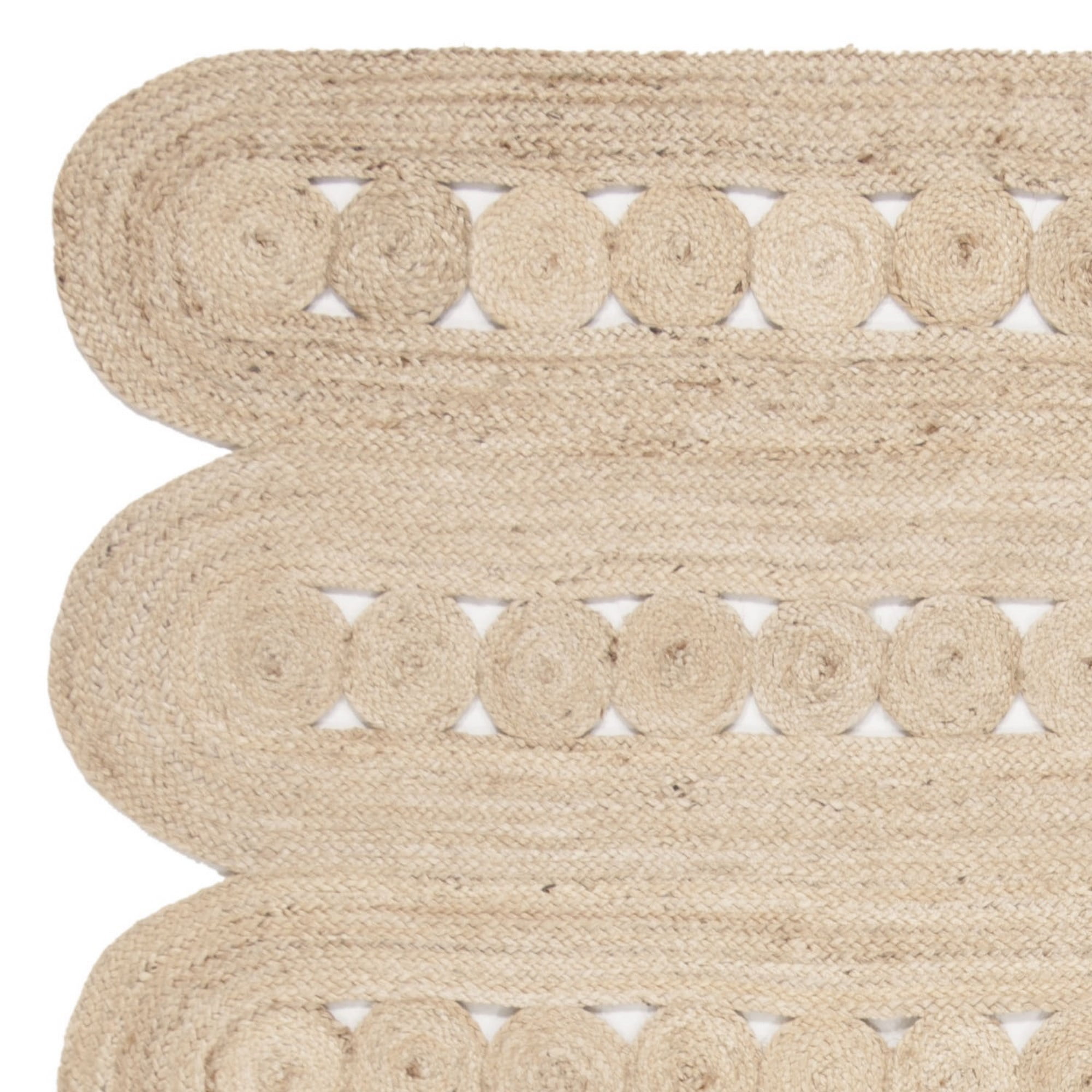 SAFAVIEH Natural Fiber Kaelee Braided Geometric Jute Area Rug, Ivory, 6' x 9'