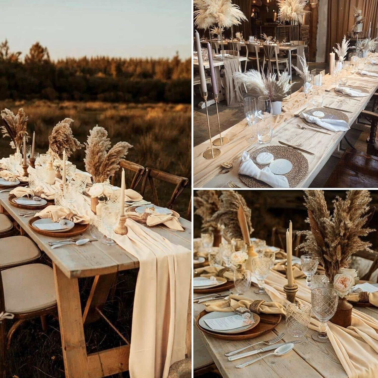 Wehilion Chiffon Table Runner Sheer Chiffon Table Runner Romantic Boho Rustic Wedding Table Runner for Wedding Birthday Party Decor Bridal Baby Shower Table Decoration