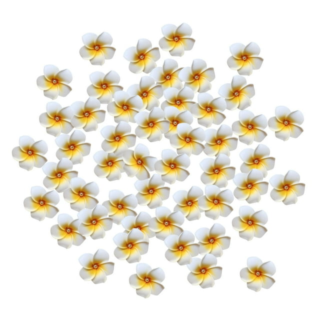 50 horquillas de flores artificiales de plumeria, accesorios para gorros, pétalos, decoración artesanal hawaiana, frangipani de espuma blanca para el Diámetro 7 cm