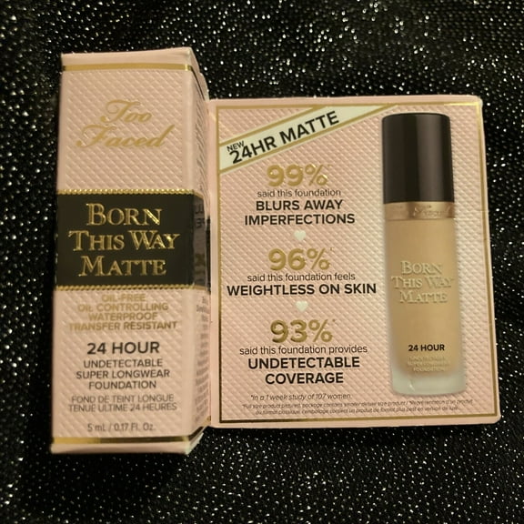 Too Faced Born This Way 24HR Matte Foundation LIGHT BEIGE sample size .17 oz NIB