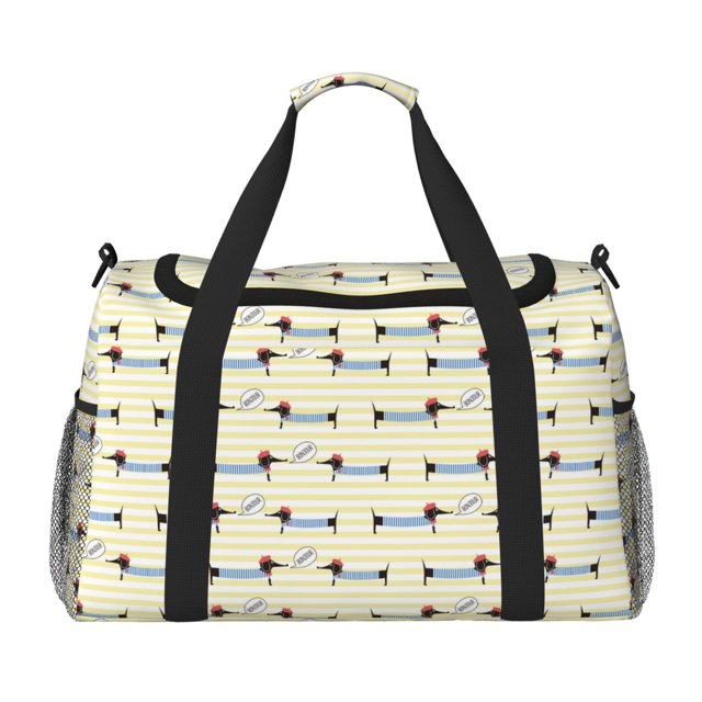 Easygdp Dachshund Dog Puppy Bolsa de Gimnasio, Bolsa de Viaje Duffel, Bolsa de Fin de Semana con Compartimentos, Bolsa de Mano para Noche