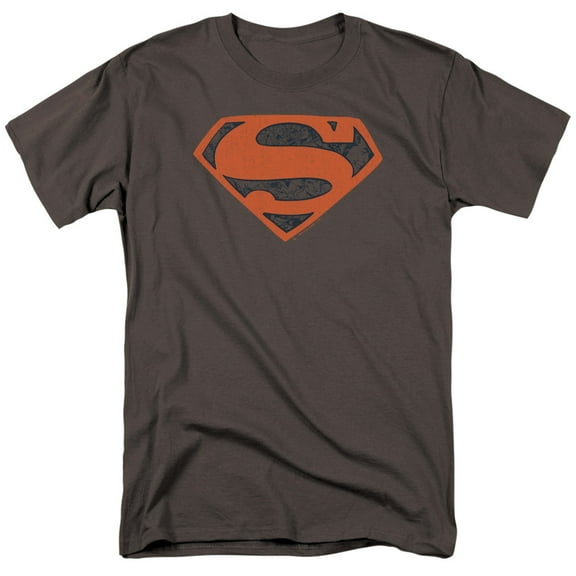 Superman Vintage Shield Collage Adult 18/1 T-Shirt Charcoal