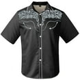 thumbnail image 3 of Conairie Western Shirts For Mens Embroidered Cowboy Button Collar Short Sleeve Shirt Regular Fit Business Casual Blouse With Floral Design Black L, 3 of 4