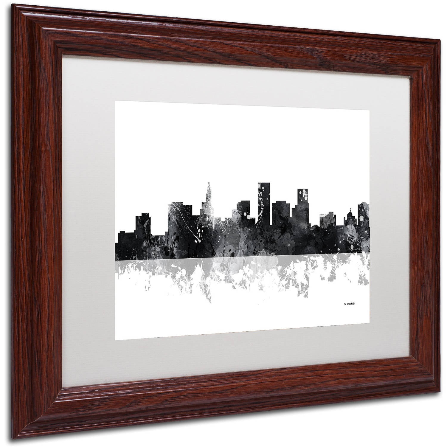 Trademark Fine Art "St Paul Minnesota Skyline BG-1" Canvas Art by Marlene Watson, White Matte, Wood Frame