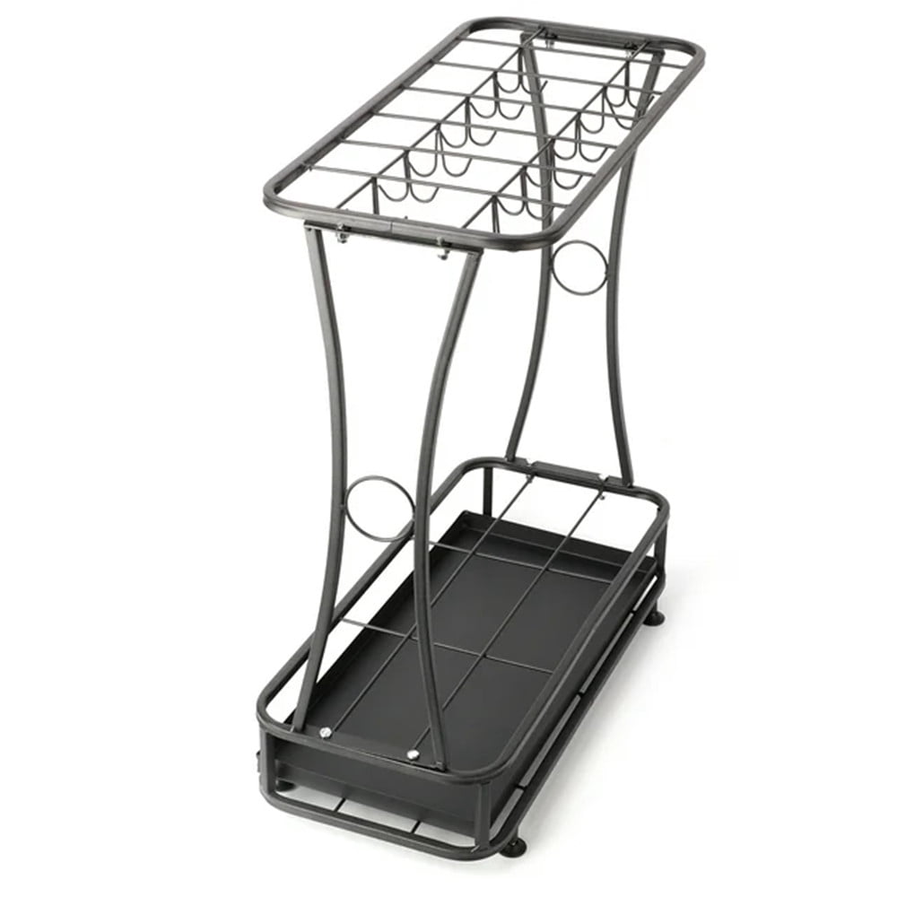 TEAFIRST Umbrella Rack Stand, 21-Slots Umbrella Holder with Removable Drip Tray, with 24 Hooks Black