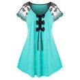 thumbnail image 1 of Más el tamaño de bordado de la manga del Bowknot camiseta Rosegal Camisetas tallas grandes, 1 of 5