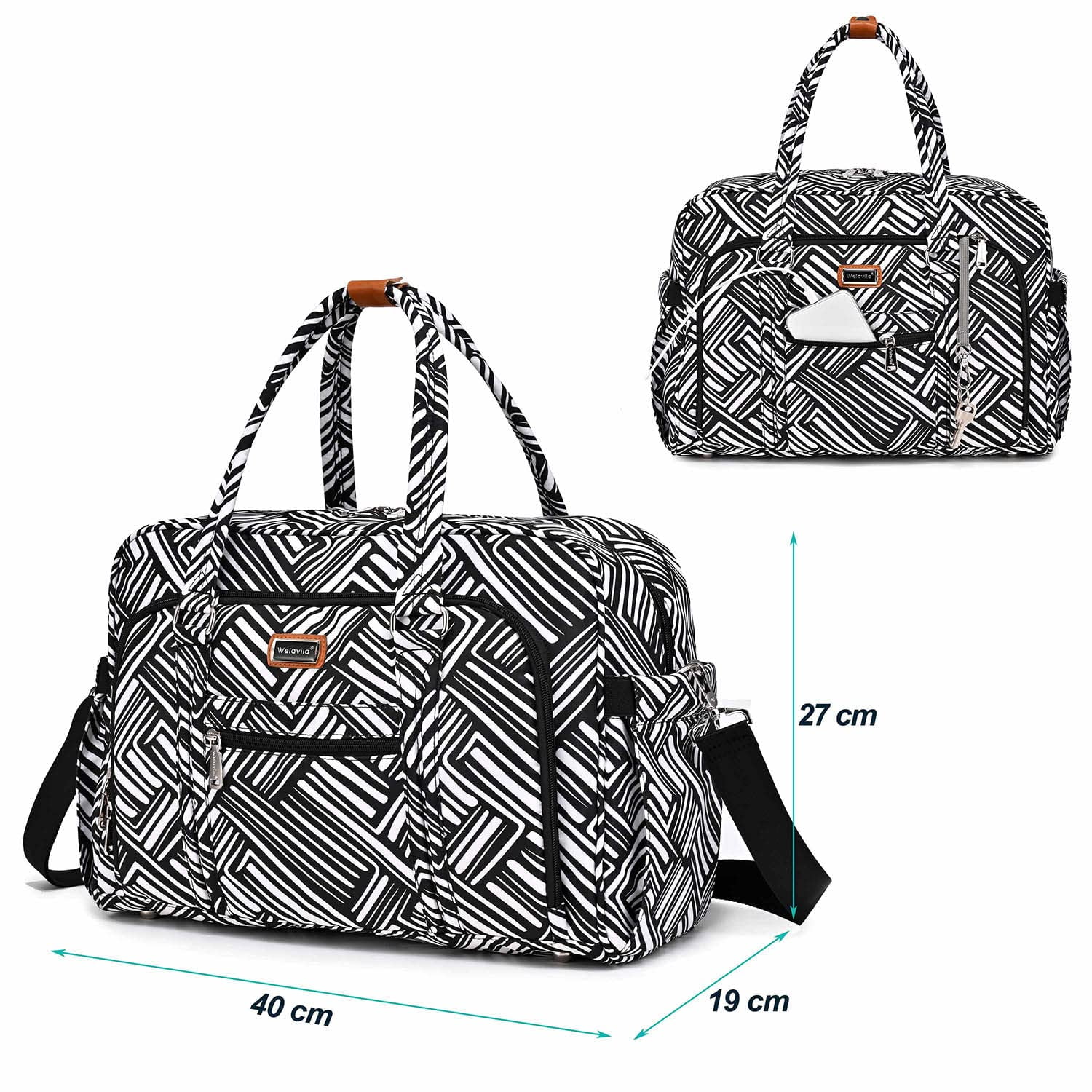 WelaVila Diaper Bag Tote: Stylish Tote Diaper Bags with Changing Pad, Stripe, 1 pk