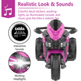 thumbnail image 3 of HONGLONG Kids Motorcycle, 12V Battery Powered Electric Motorbike with 3 Wheels Ride on Toys with LED Lights, Music ,Purple, 3 of 9